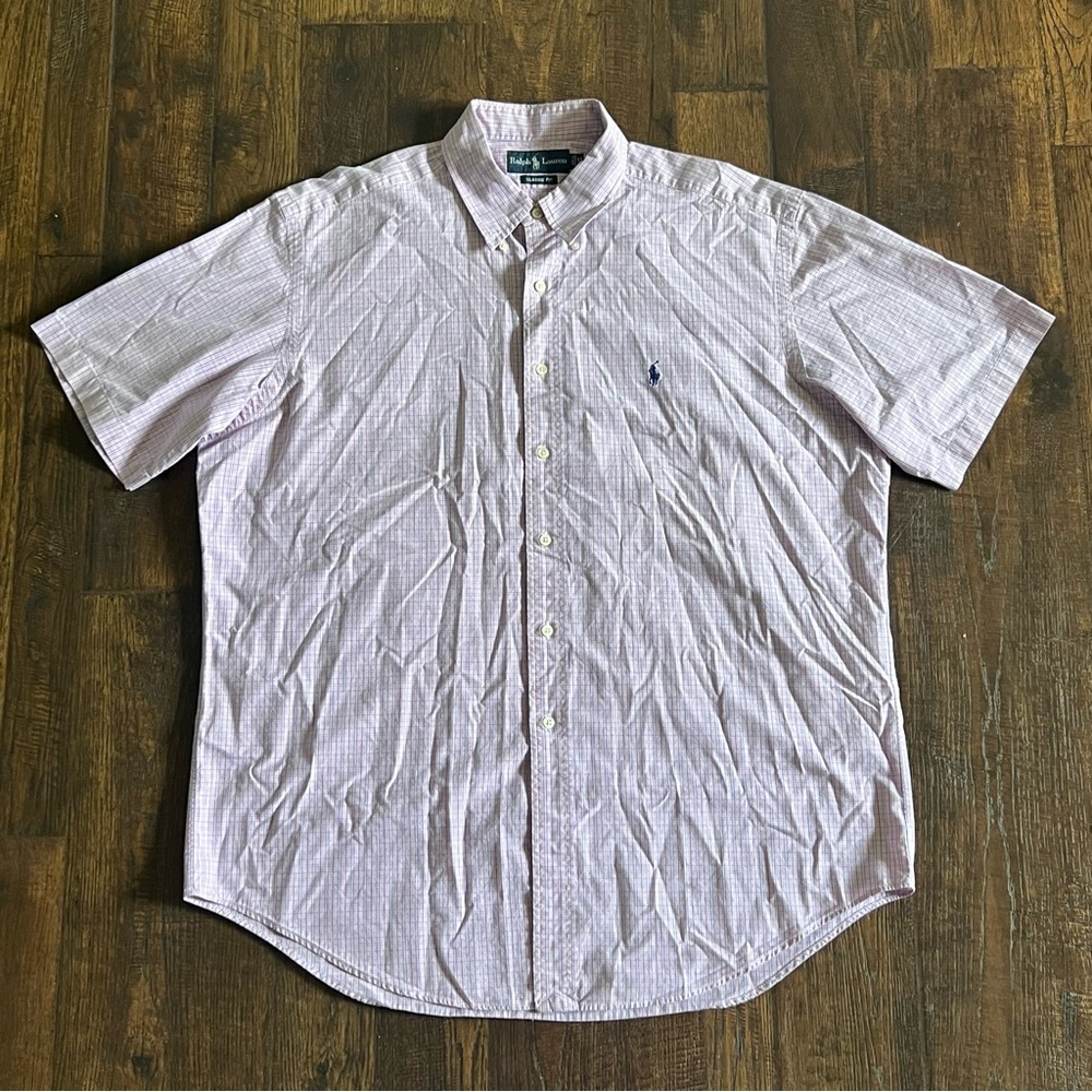 Polo Ralph Lauren Classic Fit Short Sleeve Pink Plaid Button Up Shirt | Men’s XL